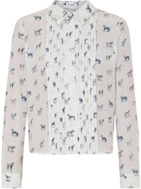 $275 Equipment sezane 100% silk aries white blouse horse blouse top xs 0 2